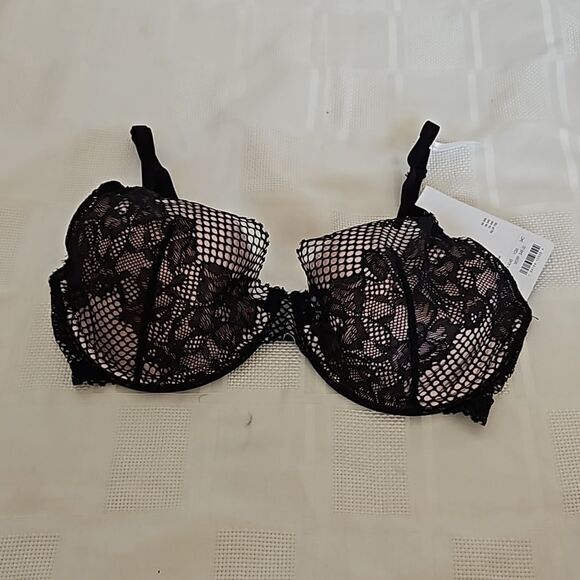 DKNY Women's Lace Lightly Padded Underwire Contour Bra 34C Black/ Cream - Picture 15 of 16